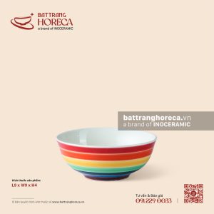 Bát (chén) mắm cao 9cm - Cầu Vồng - Men màu