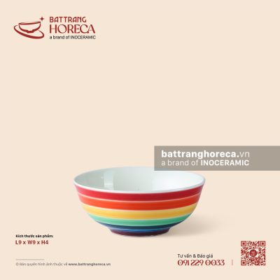 Bát (chén) mắm cao 9cm – Cầu Vồng – Men màu