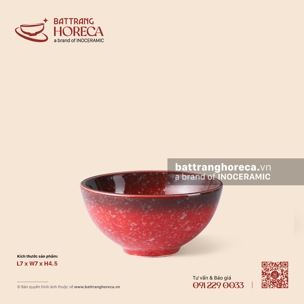 Bát (chén) mắm cao thành 7cm - Hồng Ngọc (Ruby) - Men hoả biến - Bát Tràng Horeca Bát (chén) mắm cao thành 7cm - Hồng Ngọc (Ruby) - Men hoả biến