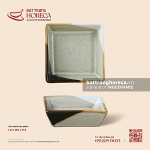 Bát (chén) mắm vuông 8cm - Địa Nhã - Men hoả biến