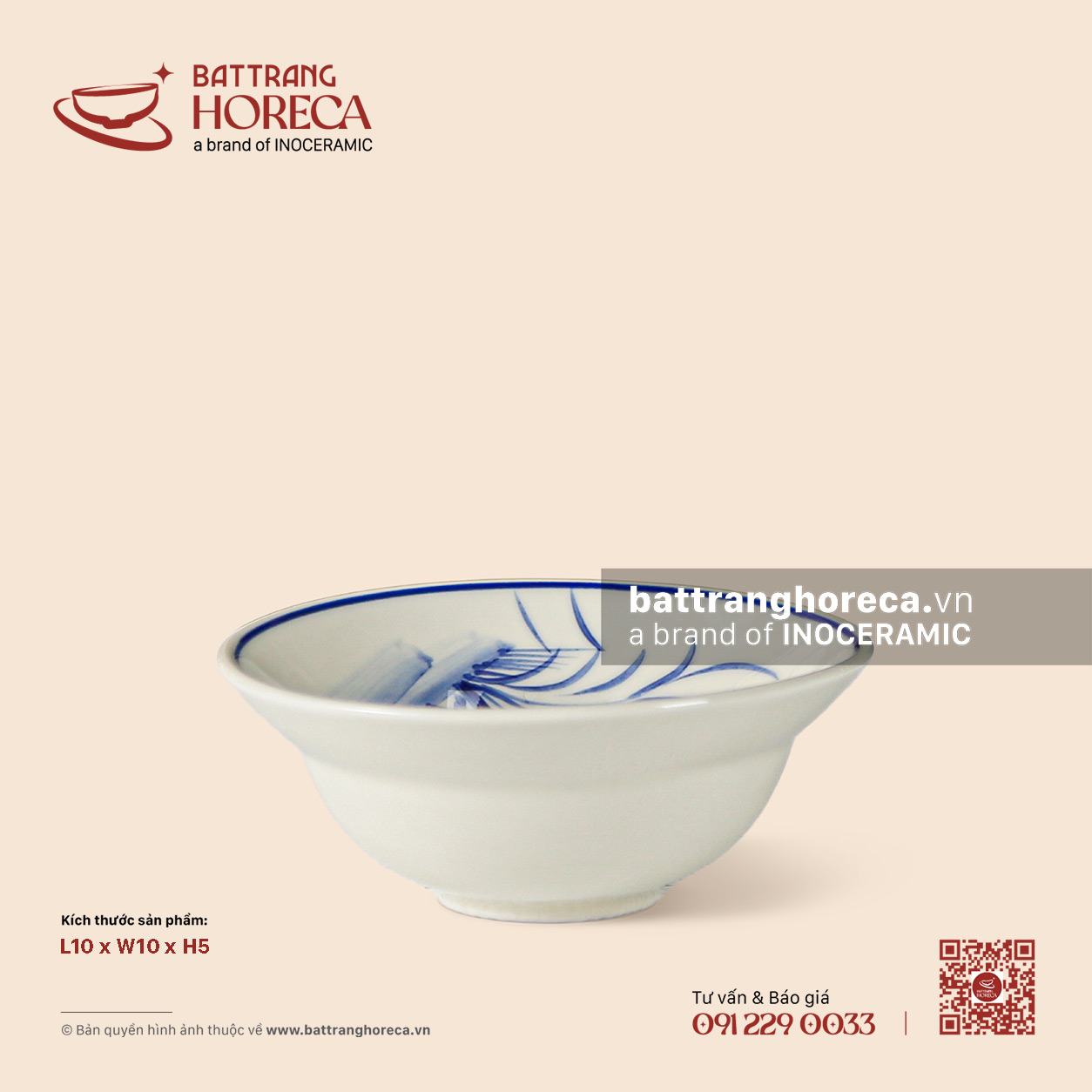 Bát (chén) soup yêu 10cm - Ô Kê - Bát Tràng Horeca Bát (chén) soup yêu 10cm - Ô Kê