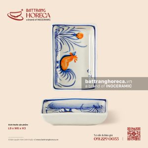 Bát (đĩa) gia vị chữ nhật 9 x 6cm – Ô Kê – Men ngà