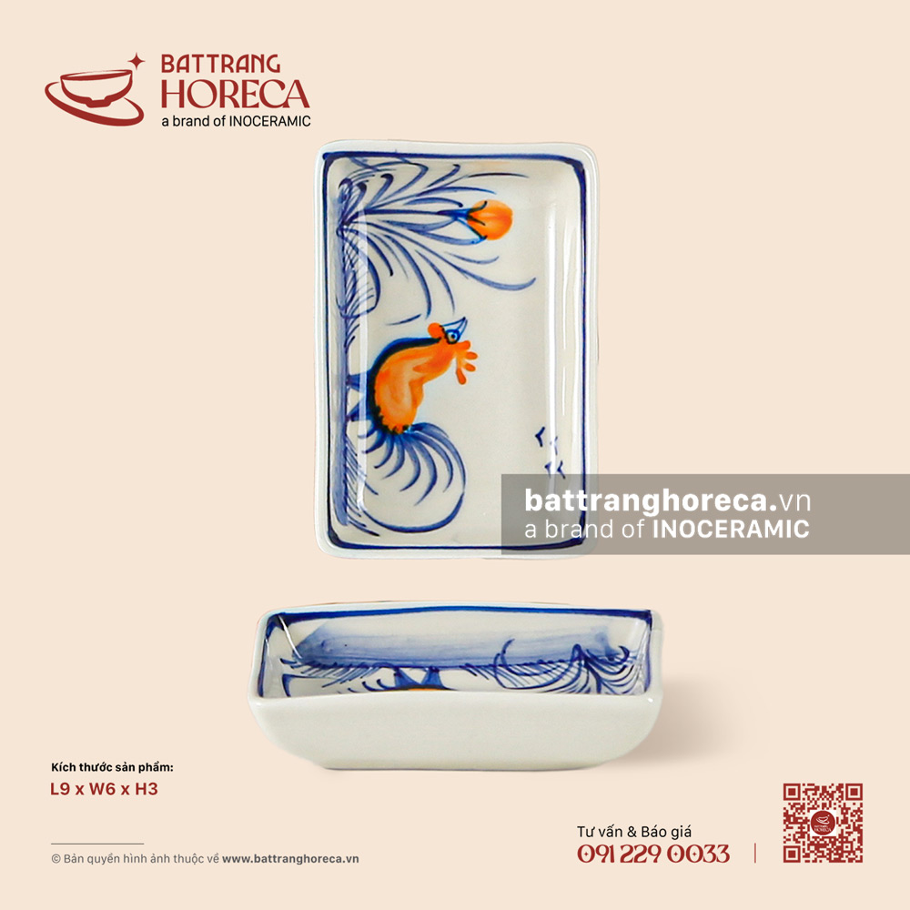 Bát (đĩa) gia vị chữ nhật 9 x 6cm – Ô Kê – Men ngà - Bát Tràng Horeca Bát (đĩa) gia vị chữ nhật 9 x 6cm – Ô Kê – Men ngà