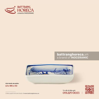 Bát (đĩa) gia vị chữ nhật 9 x 6cm – Ô Kê – Men ngà
