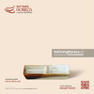 Bát (đĩa) gia vị chữ nhật hai (2) ngăn 12.5 x 6.5cm - Hạ Liên