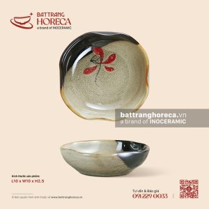 Bát (đĩa) gia vị hoa 10cm – Hạ Liên – Men hoả biến