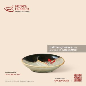 Bát (đĩa) gia vị oval hai (2) ngăn 10.5 x 9.5cm - Hạ Liên