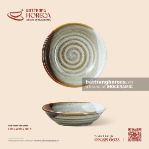 Bát (đĩa) gia vị tròn 10cm - Địa Nhã - Men hoả biến
