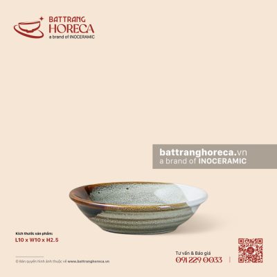Bát (đĩa) gia vị tròn 10cm – Địa Nhã – Men hoả biến