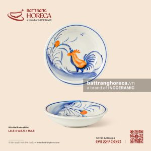 Bát (đĩa) muối tròn 23.5 x 22.5 cm – Ô Kê – Men ngà