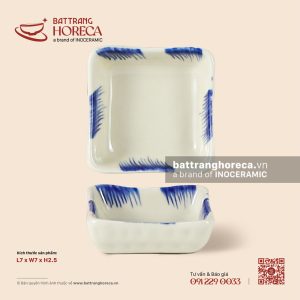 Bát (đĩa) gia vị vuông 7cm – Hương Đồng – Men ngà