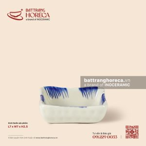 Bát (đĩa) gia vị vuông 7cm - Hương Đồng - Men ngà