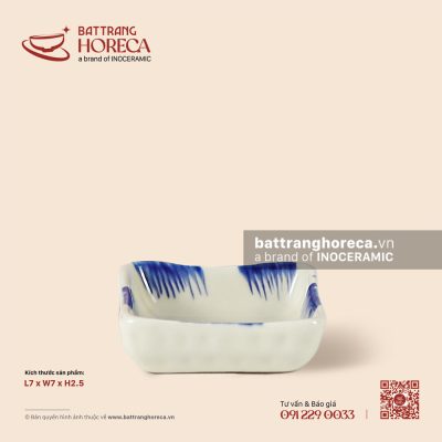 Bát (đĩa) gia vị vuông 7cm – Hương Đồng – Men ngà