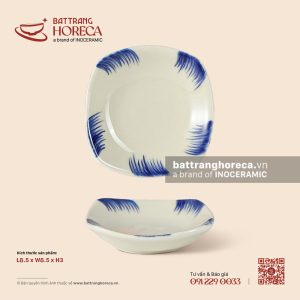Bát (đĩa) gia vị vuông ảo 8.5cm – Hương Đồng – Men ngà