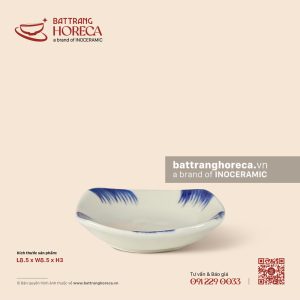 Bát (đĩa) gia vị vuông ảo 8.5cm - Hương Đồng - Men ngà