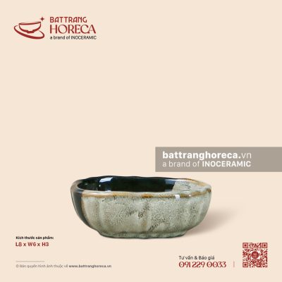 Bát (đĩa) gia vị xoài 8 x 6cm – Địa Nhã – Men hoả biến