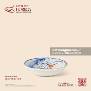Bát (đĩa) muối tròn 23.5 x 22.5 cm - Ô Kê - Men ngà