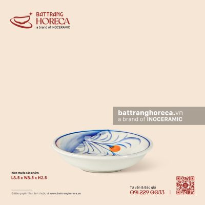 Bát (đĩa) muối tròn 23.5 x 22.5 cm – Ô Kê – Men ngà
