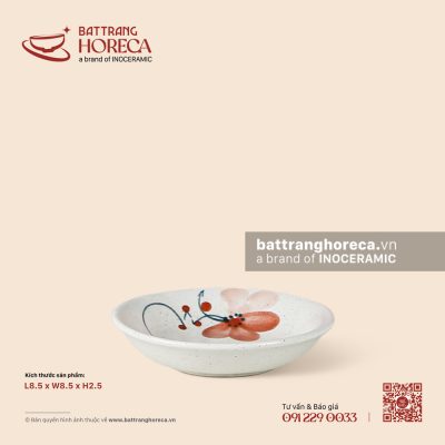 Bát (đĩa) muối tròn 8.5cm – Hoa Ban – Men tấm
