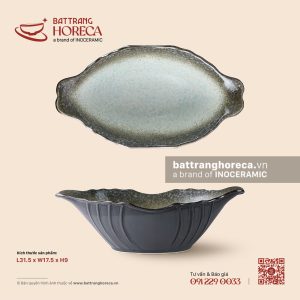 Bát gà 31,5 x 17,5cm – Băng Dạ – Men hoả biến