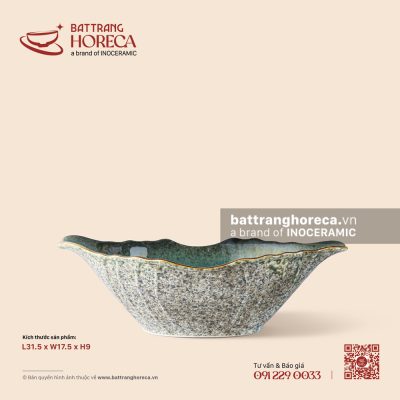 Bát gà 31,5 x 17,5cm – Lam Hải – Men hoả biến
