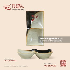 Bát mắm đôi 15.5 x 7.5cm – Hạ Liên – Men hoả biến