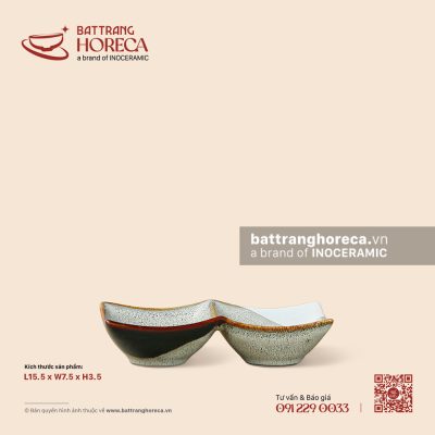 Bát mắm đôi 15.5 x 7.5cm – Địa Nhã – Men hoả biến