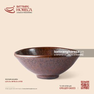 Bát méo (bát Nhật) 21,5 x 19,5cm - Huyết Mộc
