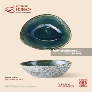 Bát quả xoài 19,5 x 14,5cm – Lam Hải – Men hoả biến