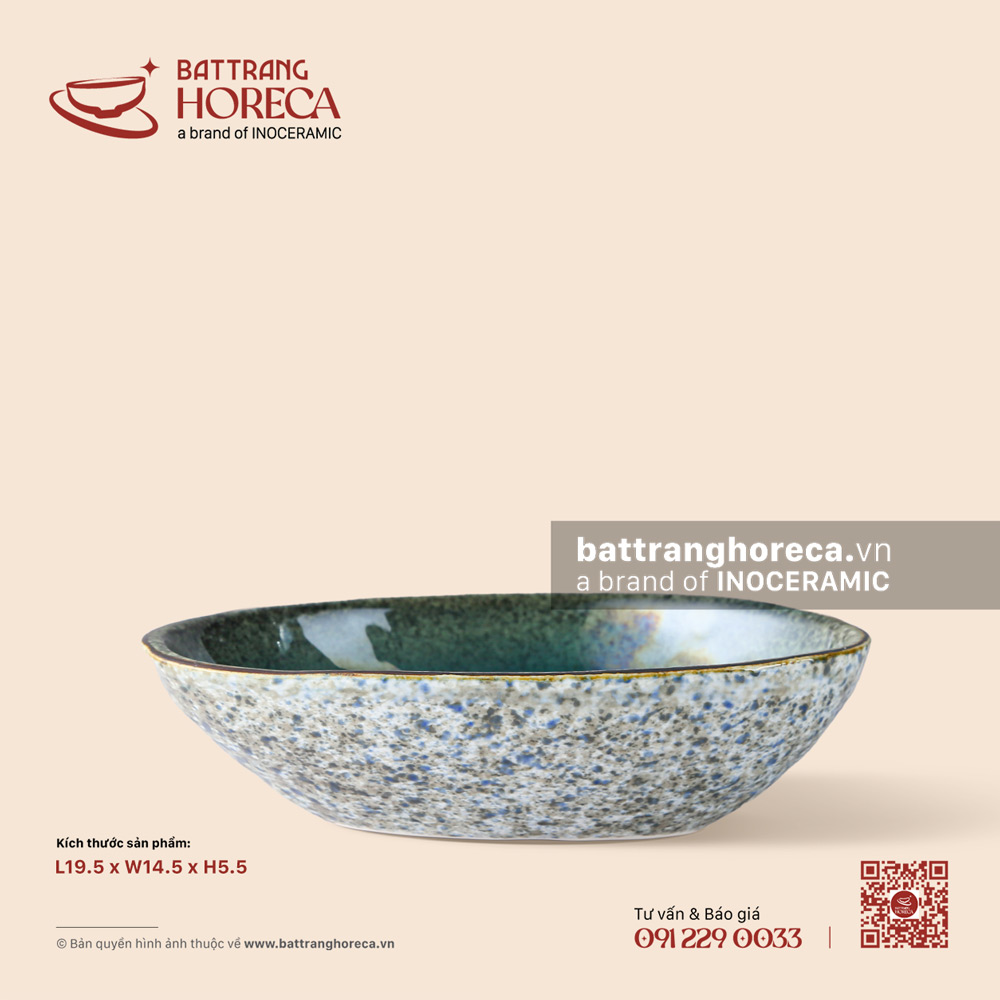 Bát quả xoài 19,5 x 14,5cm - Lam Hải - Bát Tràng Horeca Bát quả xoài 19,5 x 14,5cm - Lam Hải