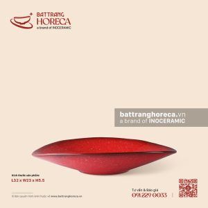 Bát salad bầu dục 32 x 23cm - Hồng Ngọc (Ruby) - Men hoả biến
