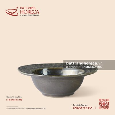 Bát sâu vành cườm 18cm – Huyền Kim – Men hoả biến