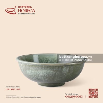 Bát sâu vành cườm 18cm – Mộc Lâm – Men hoả biến