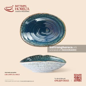 Bát sò 16 x 11,5cm – Lam Hải – Men hoả biến