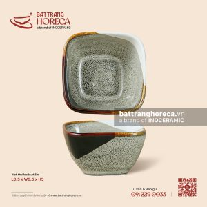 Bát soup vuông 8.5cm - Địa Nhã - Men hoả biến