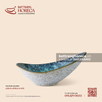 Bát thỏi vàng 28,5 x 19,5cm – Tinh Vân – Men hoả biến