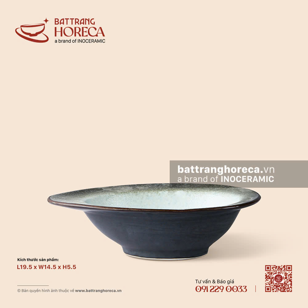 Bát trứng (bầu dục vành) 19.5 x 14.5cm - Băng Dạ - Bát Tràng Horeca Bát trứng (bầu dục vành) 19.5 x 14.5cm - Băng Dạ