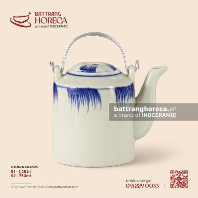 Bộ ấm tích 1,25 lít – Hương Đồng – Men ngà
