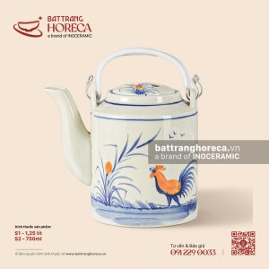 Bộ ấm tích - Ô Kê - Men ngà