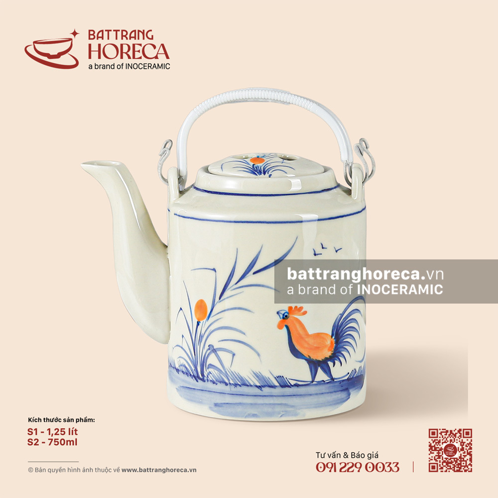 Bộ ấm tích - Ô Kê - Men ngà - Bát Tràng Horeca Bộ ấm tích - Ô Kê - Men ngà
