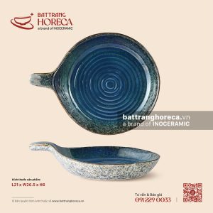 Chảo cán 21 x 26,5cm – Lam Hải – Men hoả biến