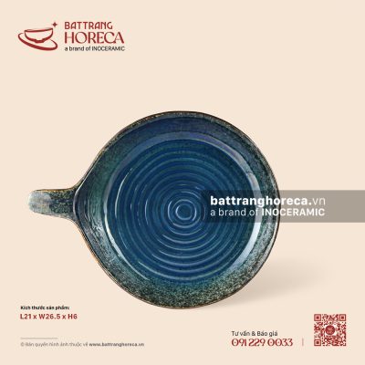 Chảo cán 21 x 26,5cm – Lam Hải – Men hoả biến