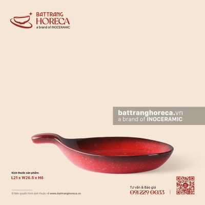Chảo cán 21 x 26,5cm – Hồng Ngọc (Ruby) – Men hoả biến