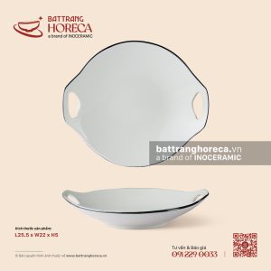 Chảo hai tai 25,5 x 22cm - Tịnh Tuyến - Men ngà