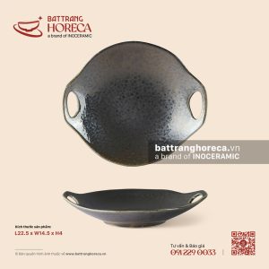 Chảo hai tai 25,5 x 22cm - Huyền Kim - Men hoả biến