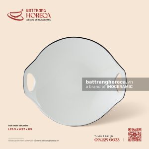 Chảo hai tai 25,5 x 22cm - Tịnh Tuyến - Men ngà