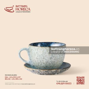 Cốc capuchino quai tim 9 x 13cm - Tinh Vân