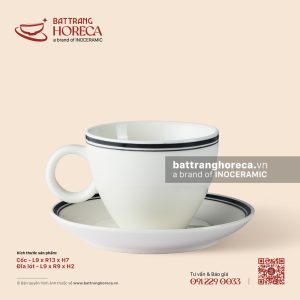 Cốc capuchino quai tròn 9 x 13cm - Tịnh Tuyến - Men ngà