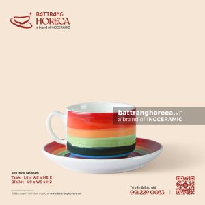 Cốc espresso đế bằng 6 x 8cm - Cầu Vồng - Men màu