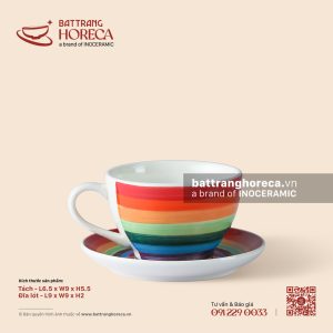 Cốc espresso quai tim 6,5 x 9cm - Cầu Vồng - Men màu
